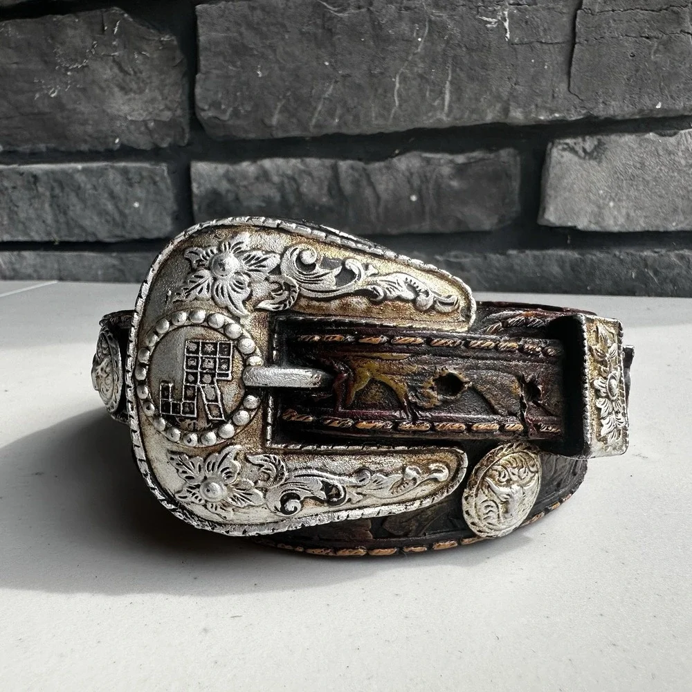 Western Country American Cowboy Belt Buckle Trinket Coin Bowl Dish Candle Holder